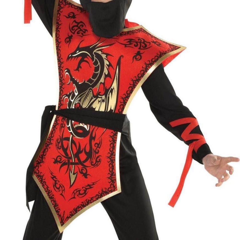BRAND NEW youth boy red ninja assassin halloween costume size XL 14 - 16 - Picture 2 of 7